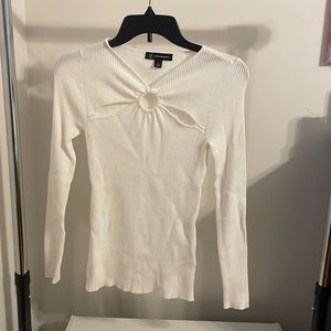 white ribbed sweater